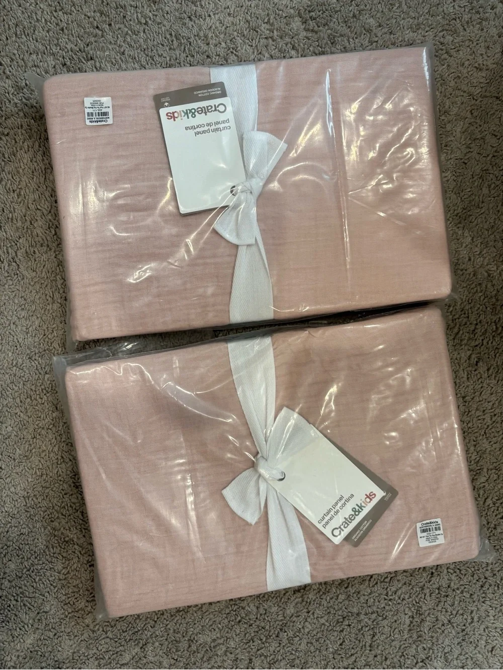 Crate&Barrel “Lilac Rose” color / Pink Tie-Top Curtains NEW WITH TAGS